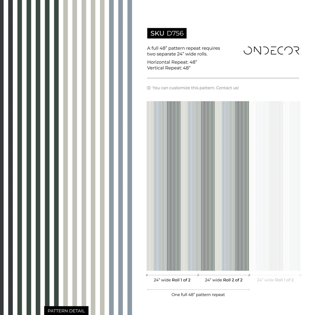 Geometric Striped Wallpaper Modern Wallpaper Peel and Stick and Traditional Wallpaper - D756