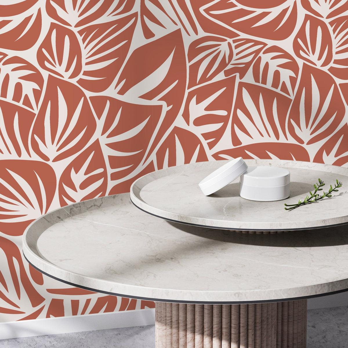 Red Leaf Wallpaper Modern Wallpaper Peel and Stick and Traditional Wallpaper - D650