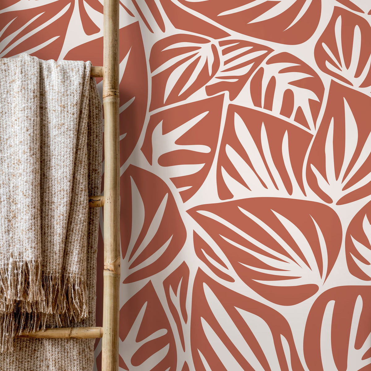 Red Leaf Wallpaper Modern Wallpaper Peel and Stick and Traditional Wallpaper - D650