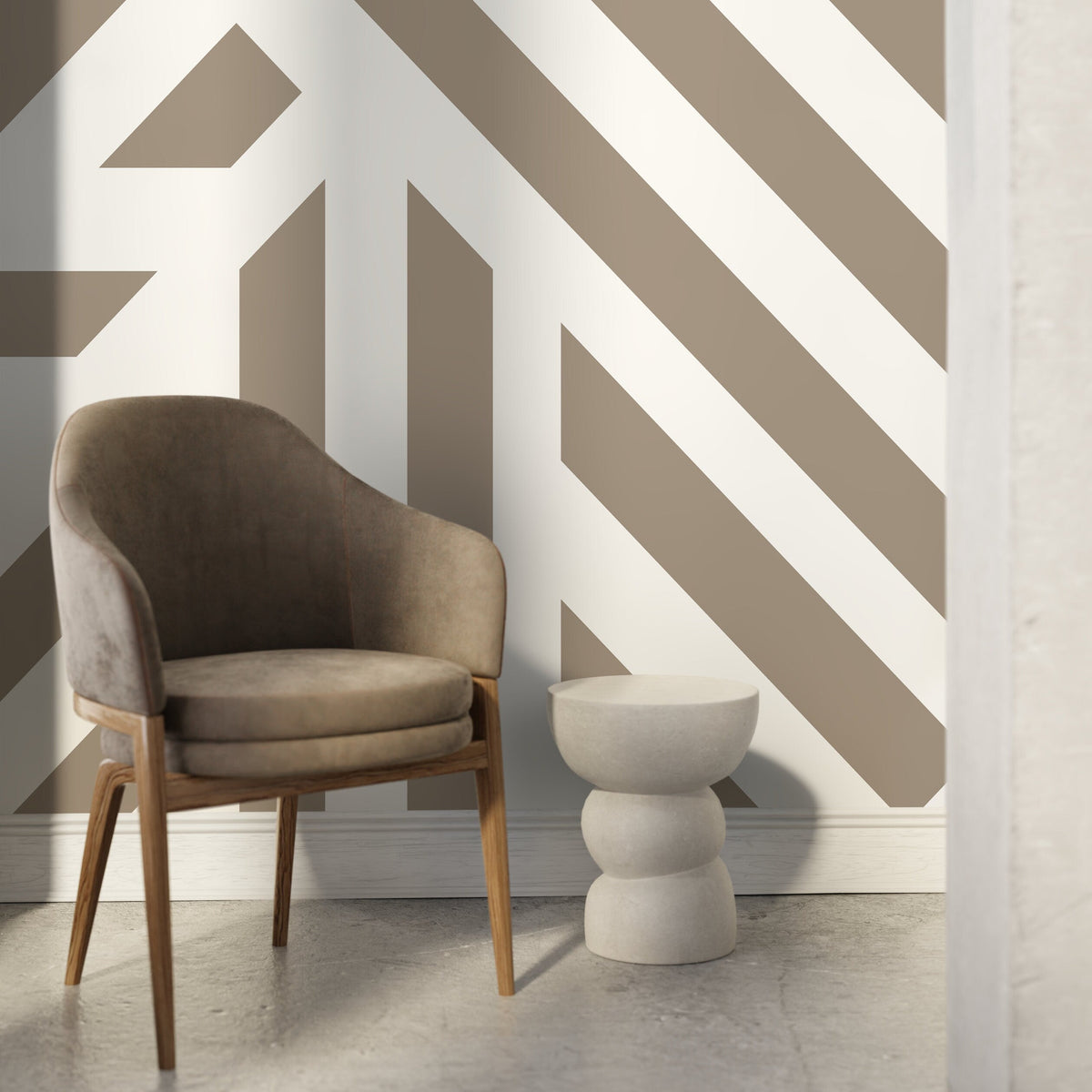 Beige Geometric Wallpaper Modern Striped Wallpaper Peel and Stick and Traditional Wallpaper - D734