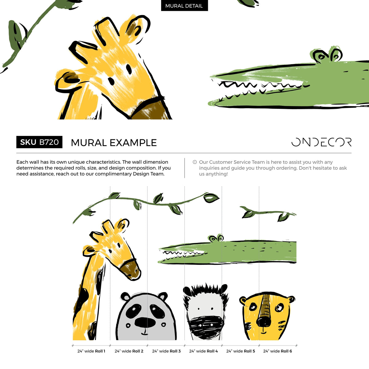 Animals Illustration Wallpaper Removable Wallpaper Home Decor Wall Art Room Decor / Kids Animal Mural Wallpaper - B720