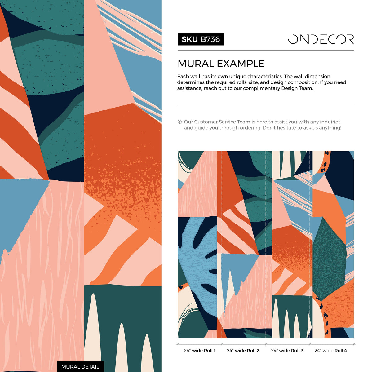 Abstract Colorful Mural Wallpaper Removable Wallpaper Peel and Stick Wallpaper Wall Decor Home Decor Wall Art Printable Wall Art Room Decor Wall Prints- B736