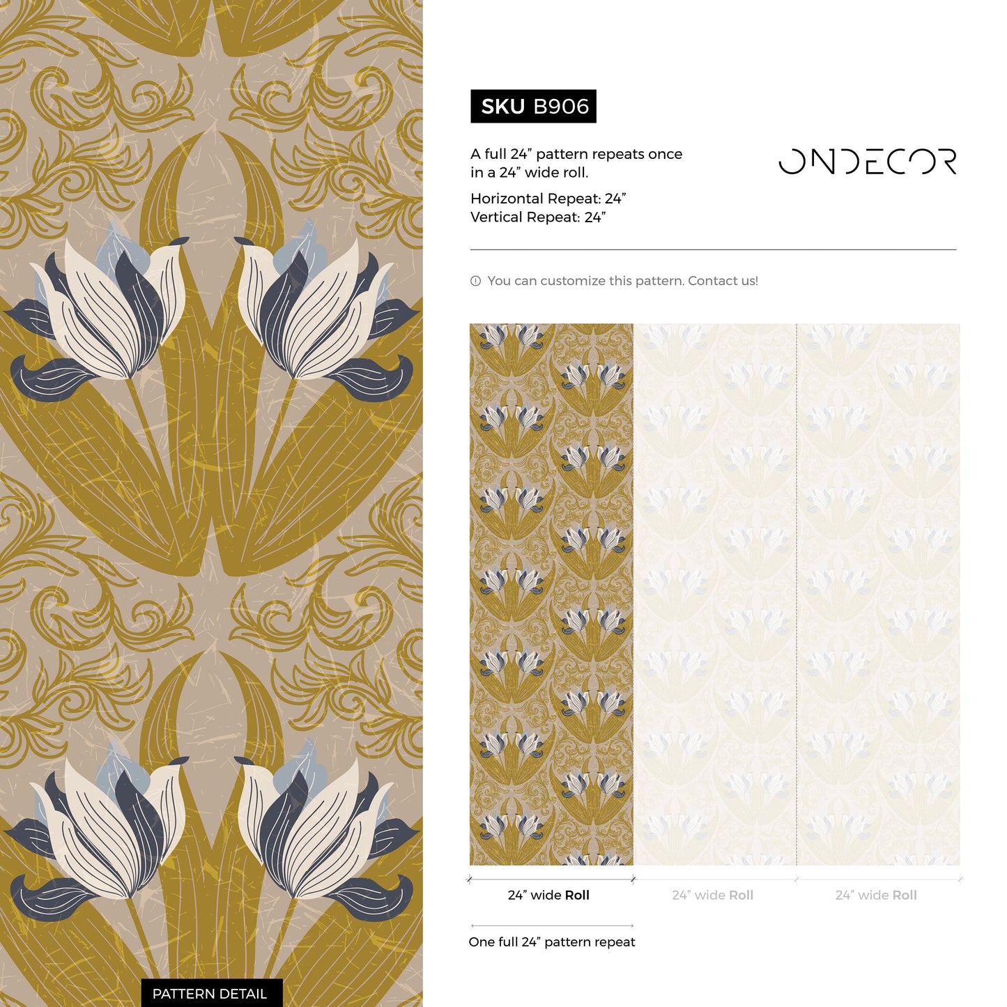 Art Nouveau Removable Wallpaper Wall Decor Home Decor Wall Art Printable Wall Art Room Decor Wall Prints - B906