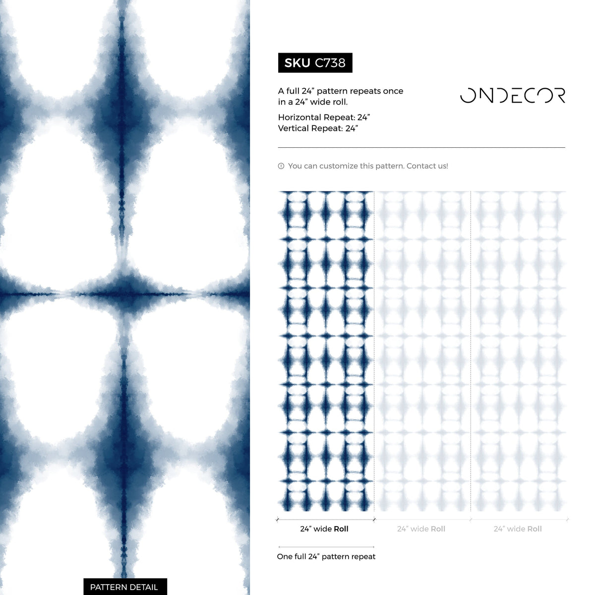 Blue Watercolor Tie Dye Wallpaper / Peel and Stick Wallpaper Removable Wallpaper Home Decor Wall Art Wall Decor Room Decor - C738