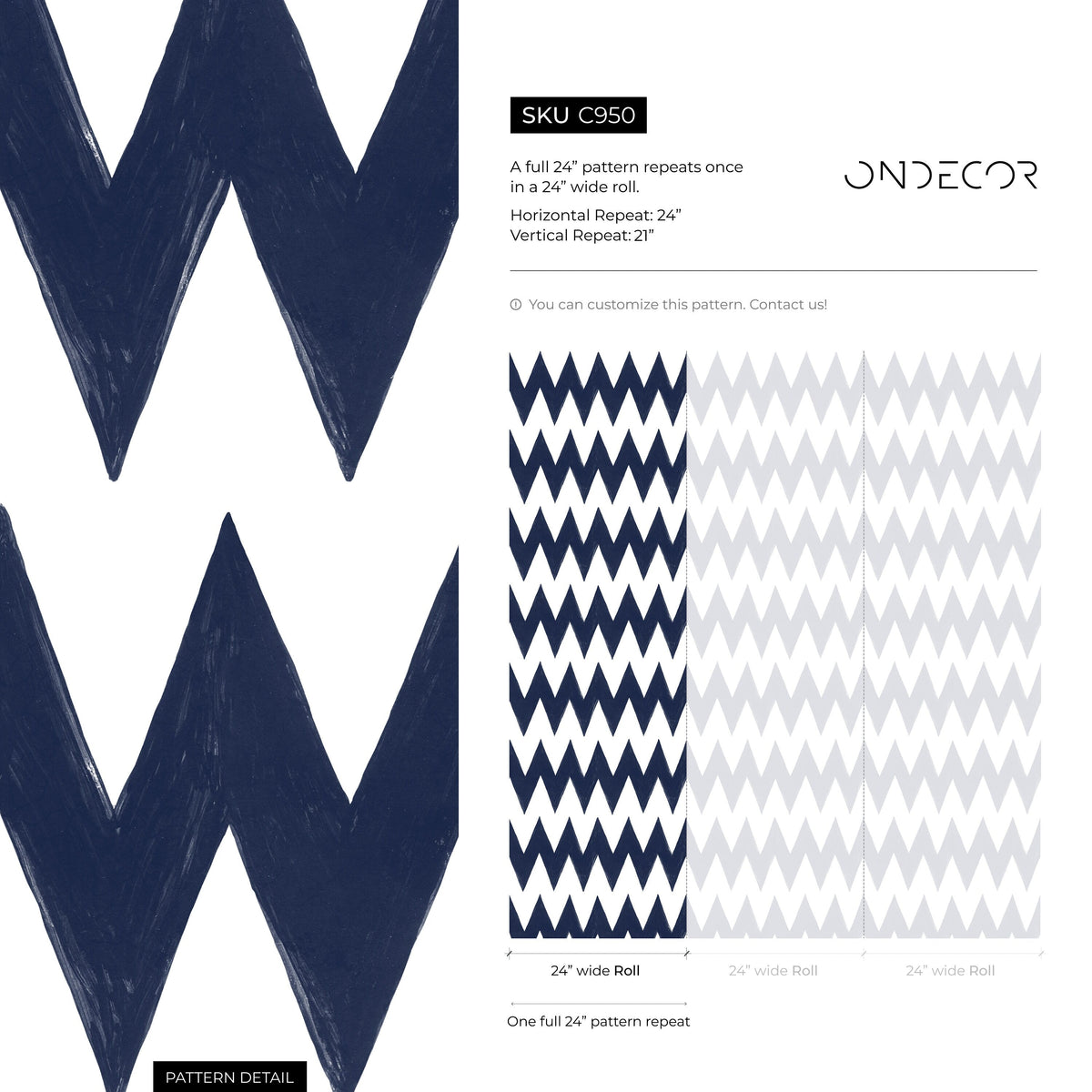 Navy Blue Chevron Wallpaper / Peel and Stick Wallpaper Removable Wallpaper Home Decor Wall Art Wall Decor Room Decor - C950