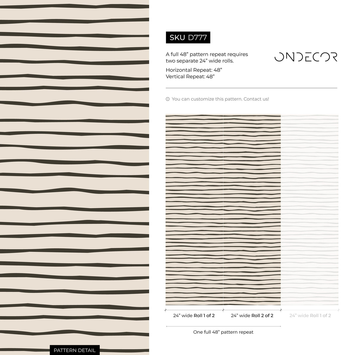 Black and Beige Striped Wallpaper Modern Waves Wallpaper Peel and Stick and Traditional Wallpaper - D777
