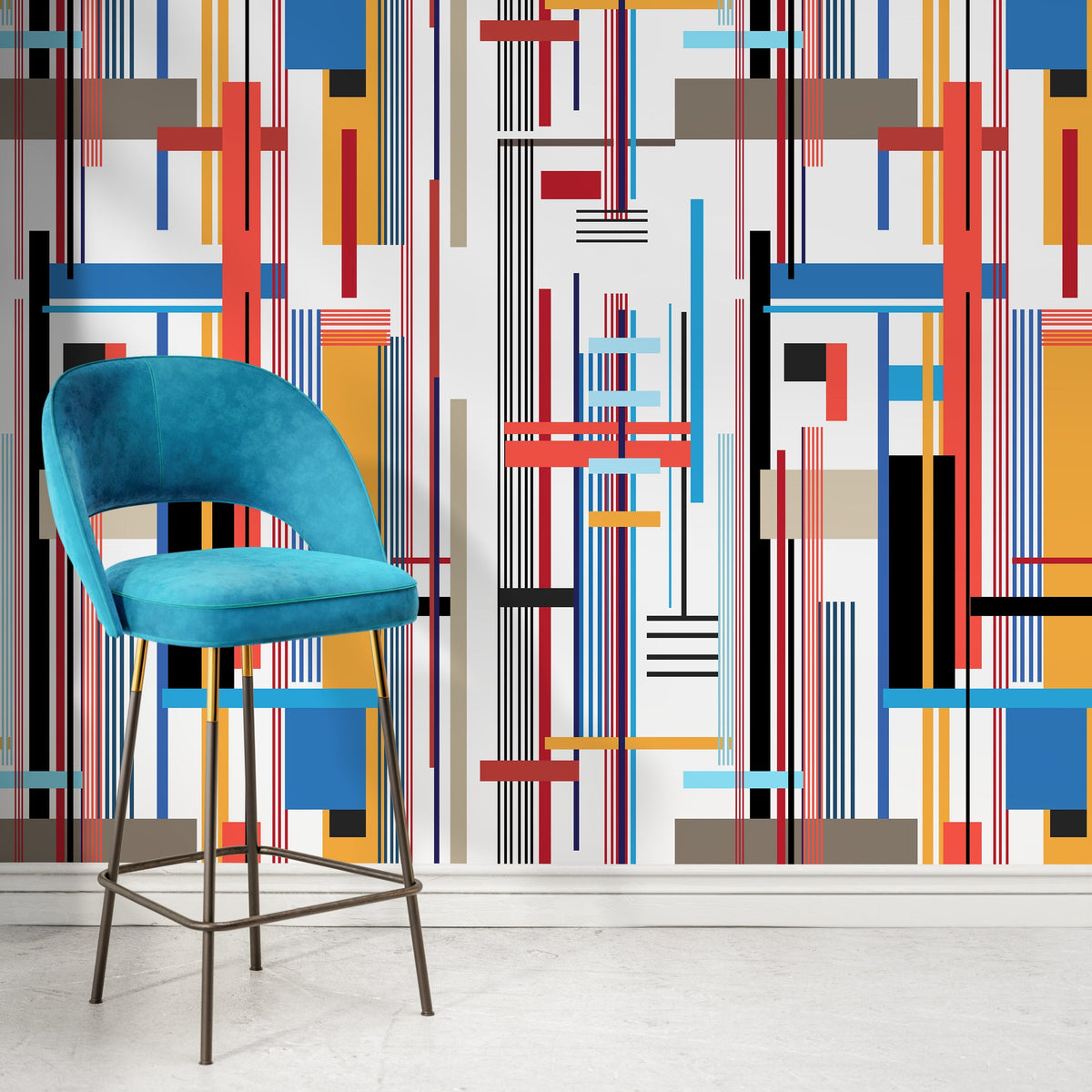 Colorful Geometric Wallpaper Abstract Wallpaper Peel and Stick and Traditional Wallpaper - D753