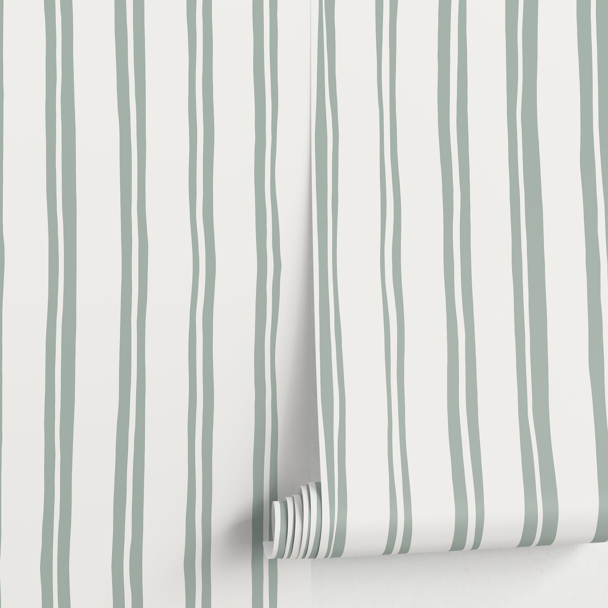 Light Green Lines Wallpaper Boho Striped Wallpaper Peel and Stick and Traditional Wallpaper - D764