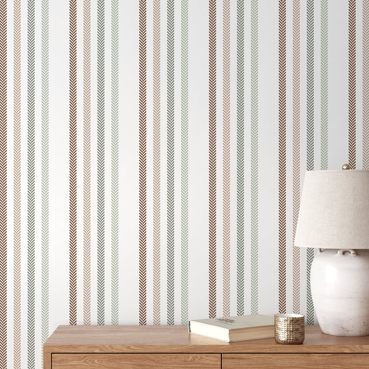 Boho Striped Wallpaper Farmhouse Wallpaper Peel and Stick and Traditional Wallpaper - D779