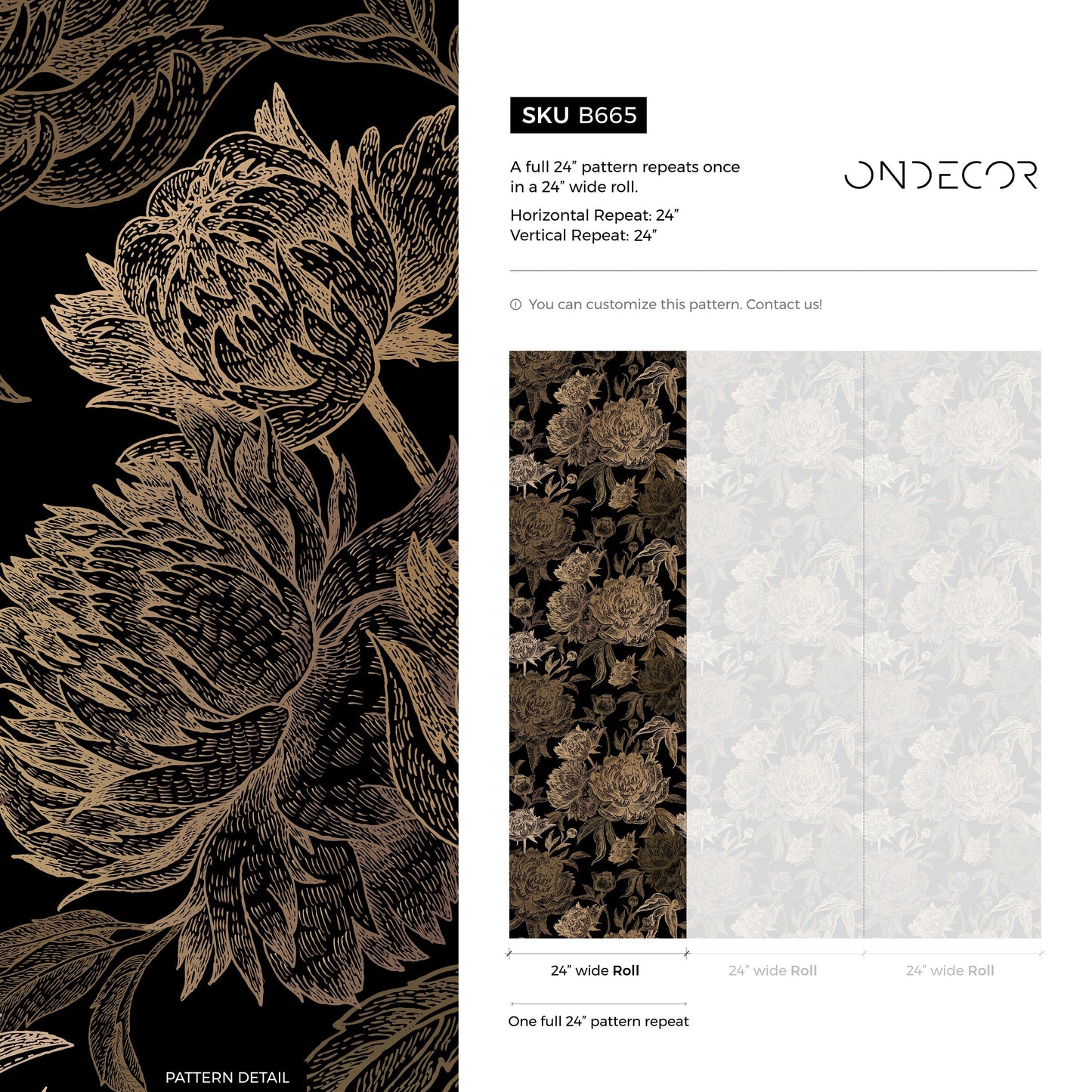 Art Deco Flower Wallpaper Removable Wallpaper Wall Decor Home Decor Wall Art Printable Wall Art Room Decor Wall Prints Wall Hanging - B665