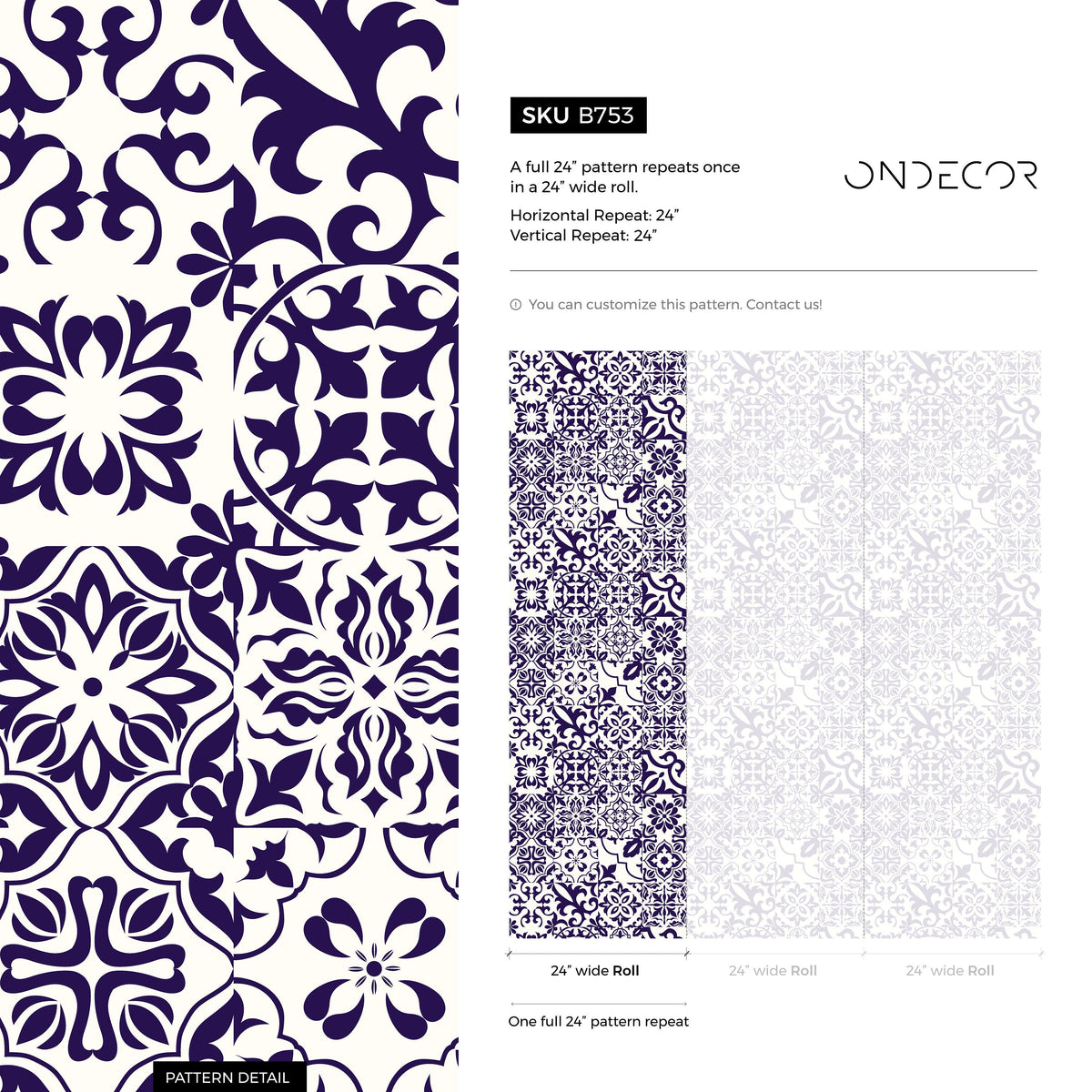 Damask Mosaic Wallpaper Removable Wallpaper Wall Decor Home Decor Wall Art Printable Wall Art Room Decor Wall Prints - B753