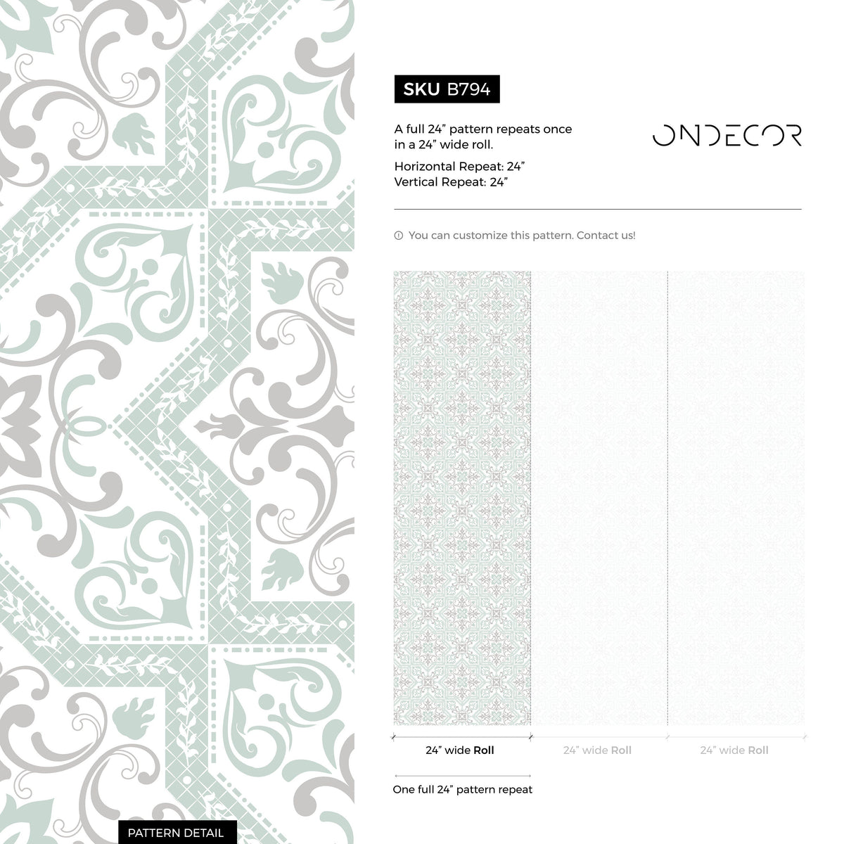 Vintage Damask Wallpaper Removable Wallpaper Home Decor Wall Art Wall Decor Room Decor / Unique Tile Wallpaper - B794