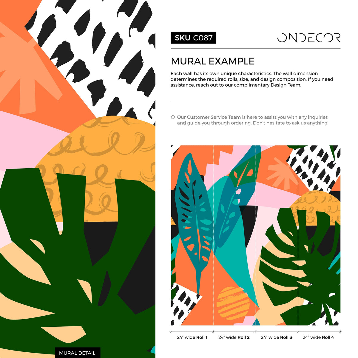 Wallpaper Removable Wallpaper Peel and Stick Wallpaper Wall Decor Home Decor Wall Art Printable Wall Art / Colorful Monstera Leaf- C087