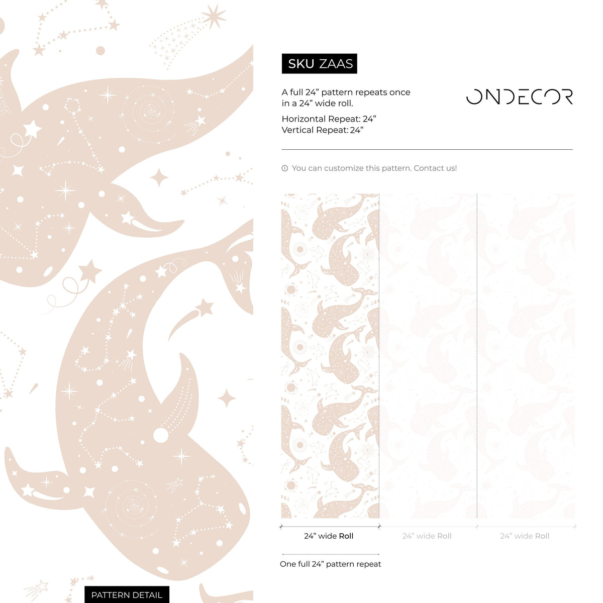 Whimsical Moon and Whale Wallpaper / Peel and Stick Wallpaper Removable Wallpaper Home Decor Wall Art Wall Decor Room Decor - ZAAS