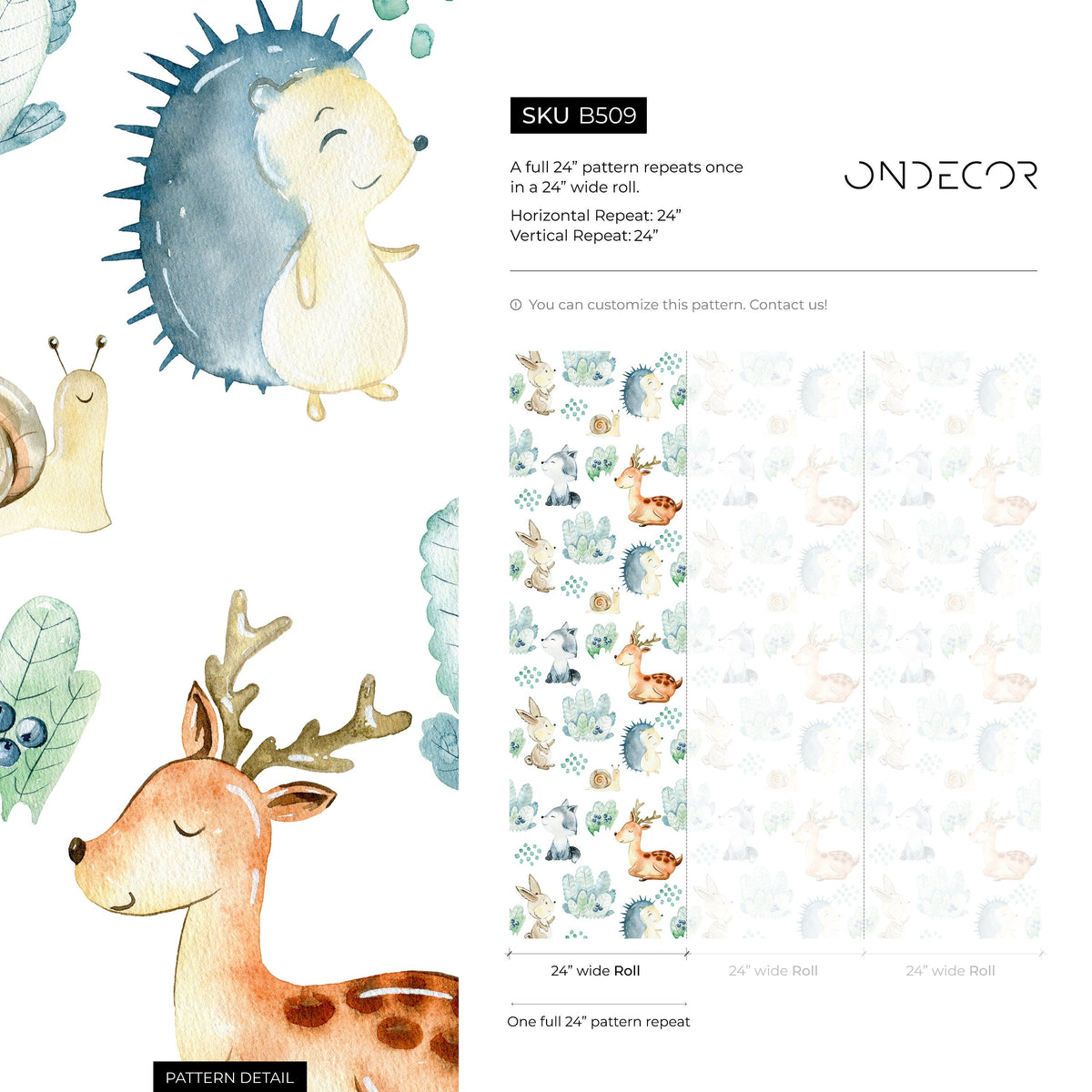 Temporary Wallpaper Nursery Decor Removable Wallpaper Peel and Stick Baby Wallpaper Wall Cute Animals Wallpaper - B509