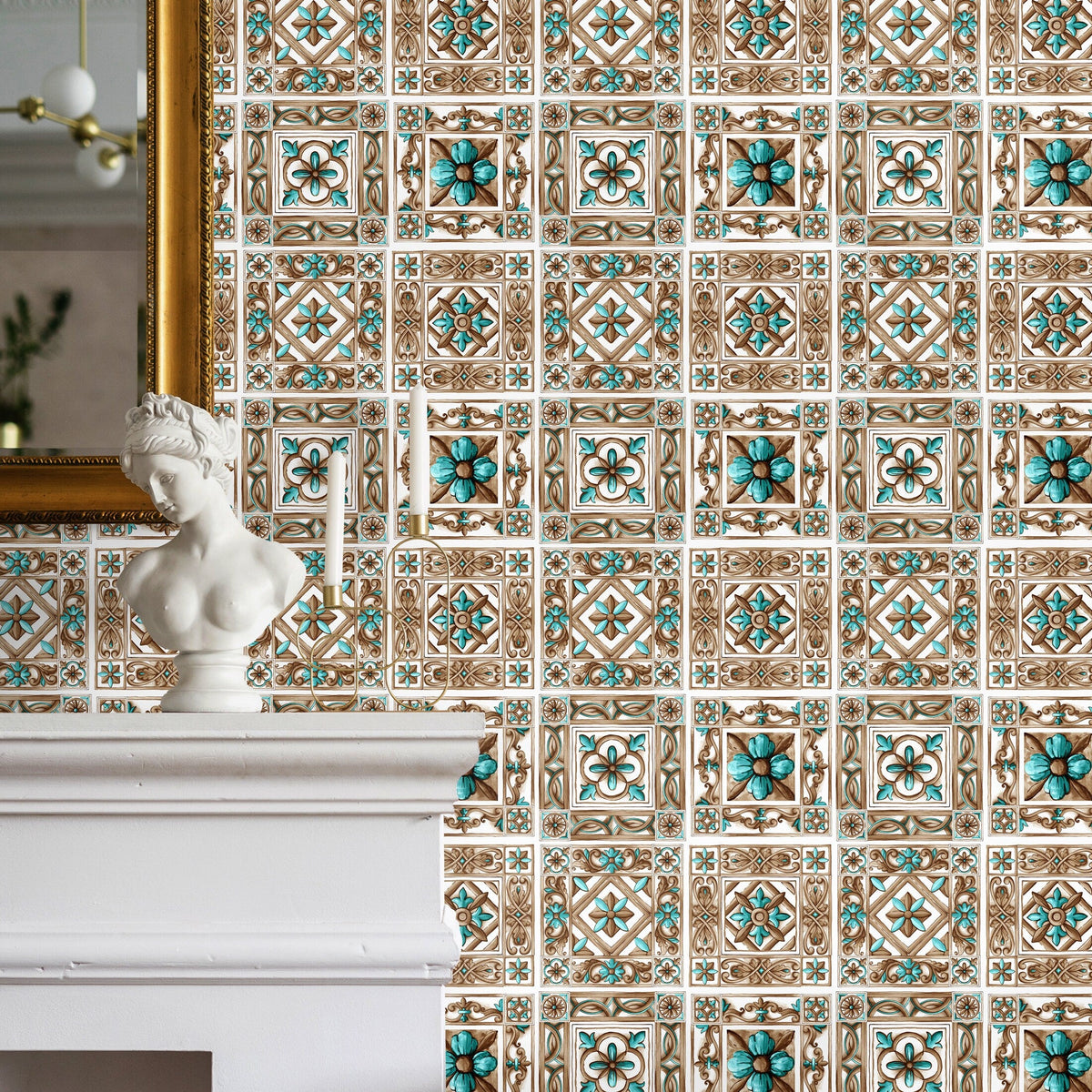 Removable Wallpaper Peel and Stick Wallpaper Wall Paper Wall Mural - Portuguese Azulejos Tile Wallpaper - Mosaic Wallpaper - A390