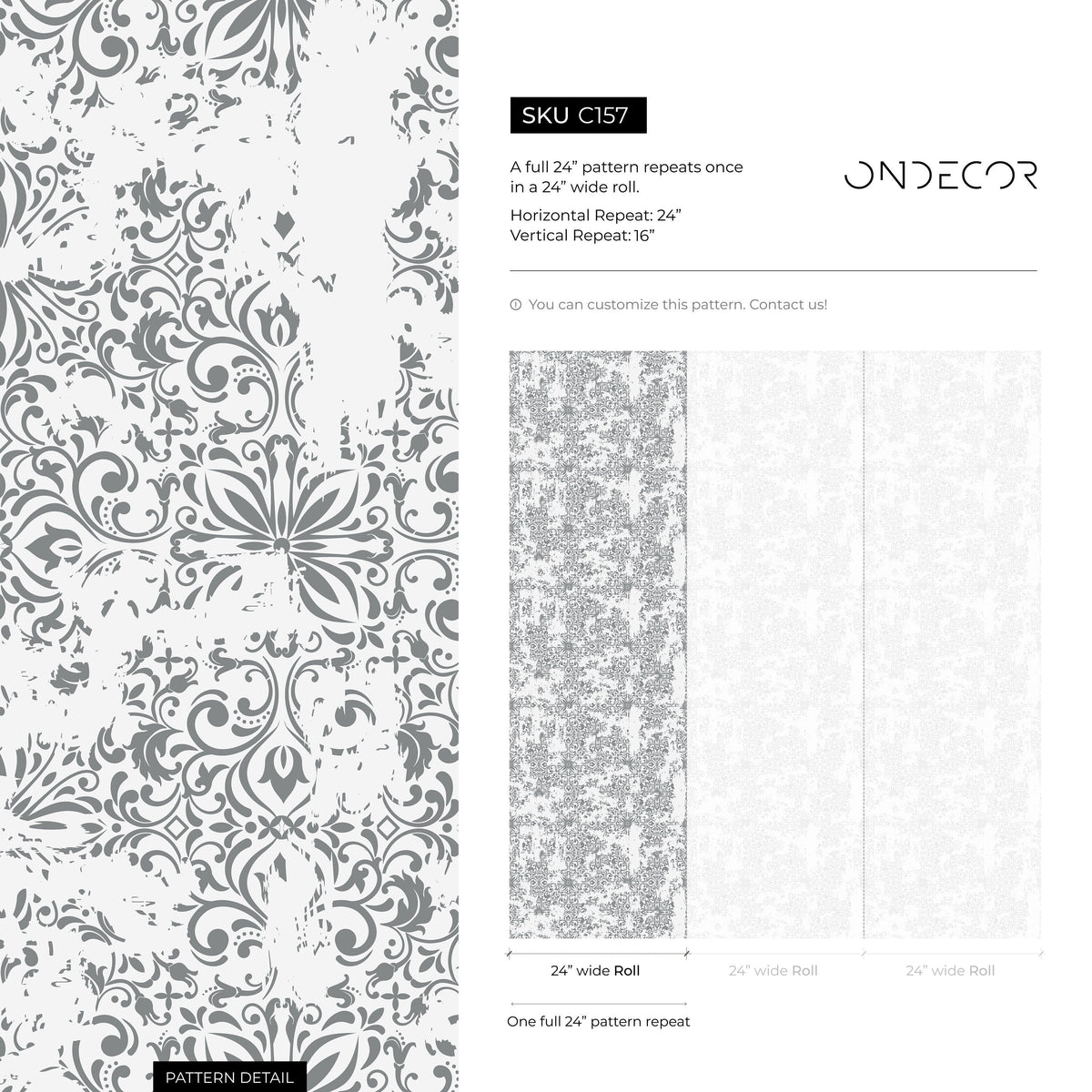 Peel and Stick Wallpaper Removable Wallpaper Wall Decor Home Decor Wall Art Printable Wall Art Room / Clasic Gray Wallpaper - C157