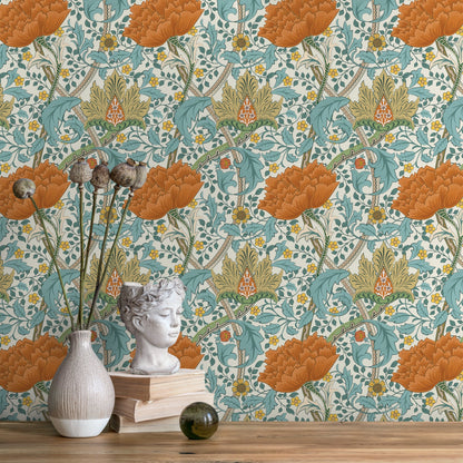 Floral William Morris Wallpaper / Peel and Stick Wallpaper Removable Wallpaper Home Decor Wall Art Wall Decor Room Decor - C993