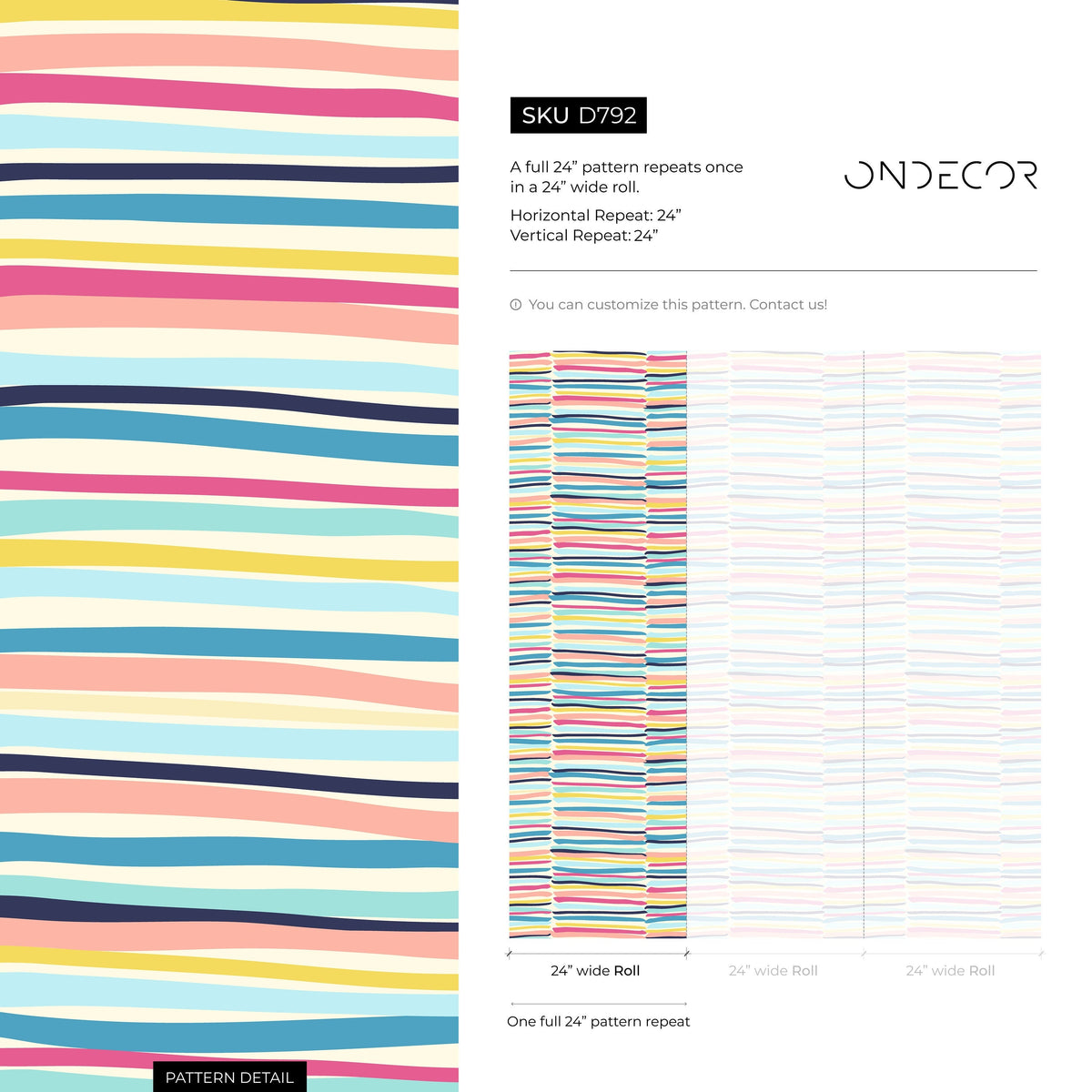 Colorful Lines Wallpaper Kids Wallpaper Peel and Stick and Traditional Wallpaper - D792