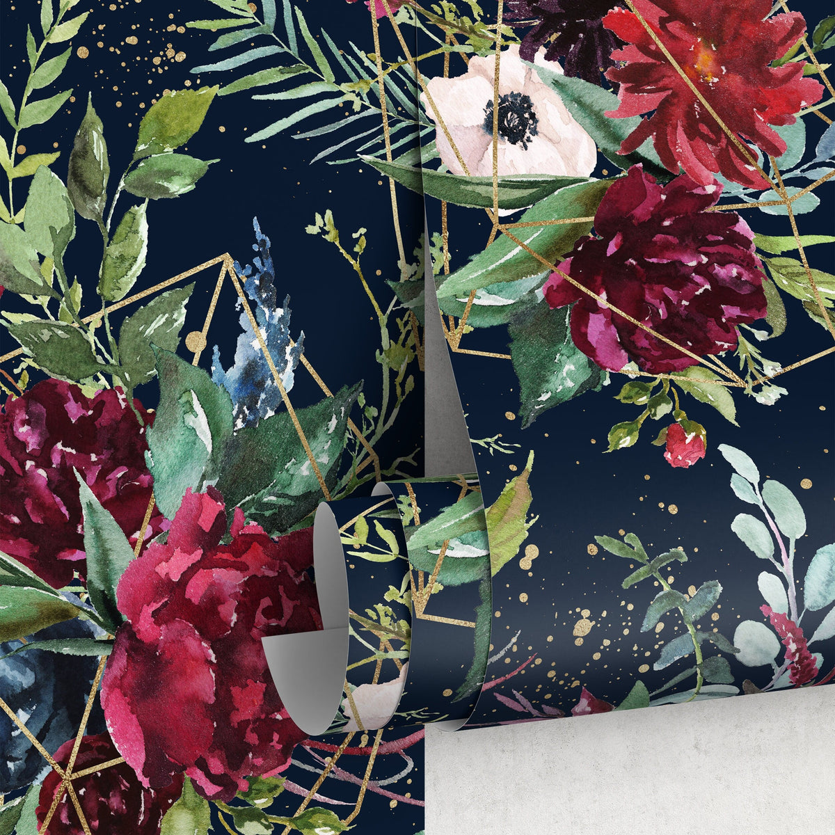 Dark Floral Wallpaper, Removable Floral Wallpaper, Vintage Wallpapers, Wallpaper, Wall Paper Removable, Wallpaper - A833