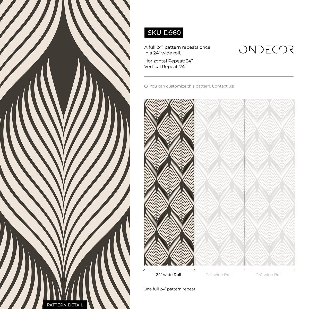 Art Deco Wallpaper Removable Wallpaper Home Decor Wall Art Wall Decor Room Decor / Brown Art Deco Wallpaper - B242
