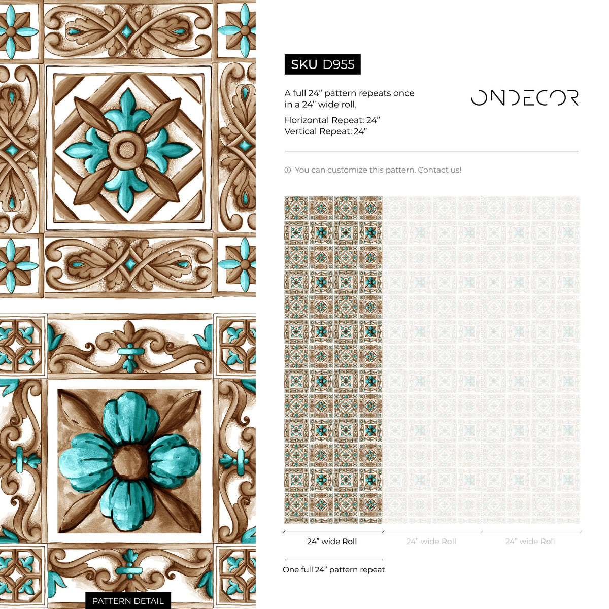 Removable Wallpaper Peel and Stick Wallpaper Wall Paper Wall Mural - Portuguese Azulejos Tile Wallpaper - Mosaic Wallpaper - A390