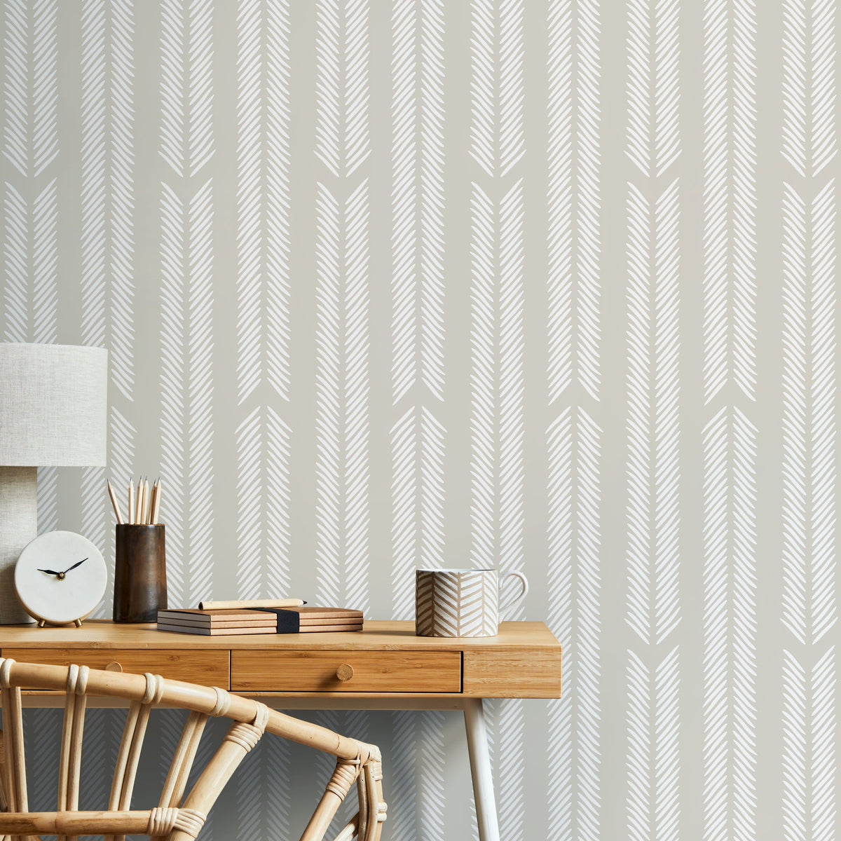 Neutral Herringbone Wallpaper Minimalist Wallpaper Peel and Stick and Traditional Wallpaper - D800