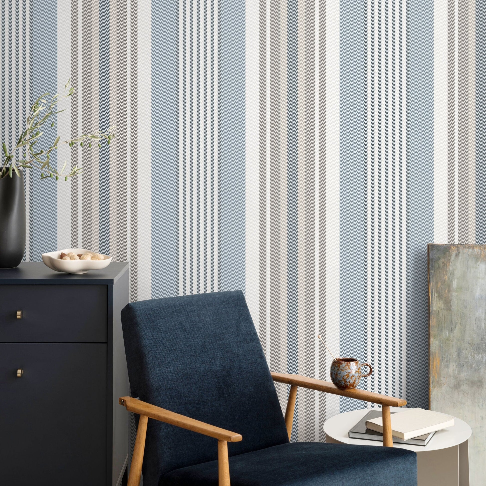 Geometric Striped Wallpaper Farmhouse Wallpaper Peel and Stick and Traditional Wallpaper - D850
