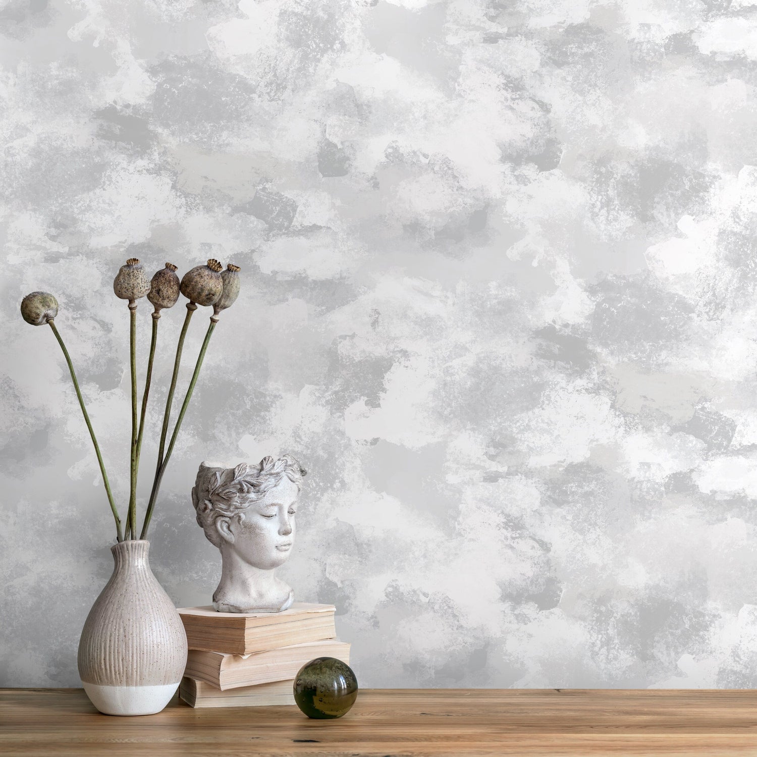 Removable Wallpaper Peel and Stick Wallpaper Wall Paper Wall Wallpaper Watercolor Wallpaper Watercolor Print / Gray Watercolor- X110