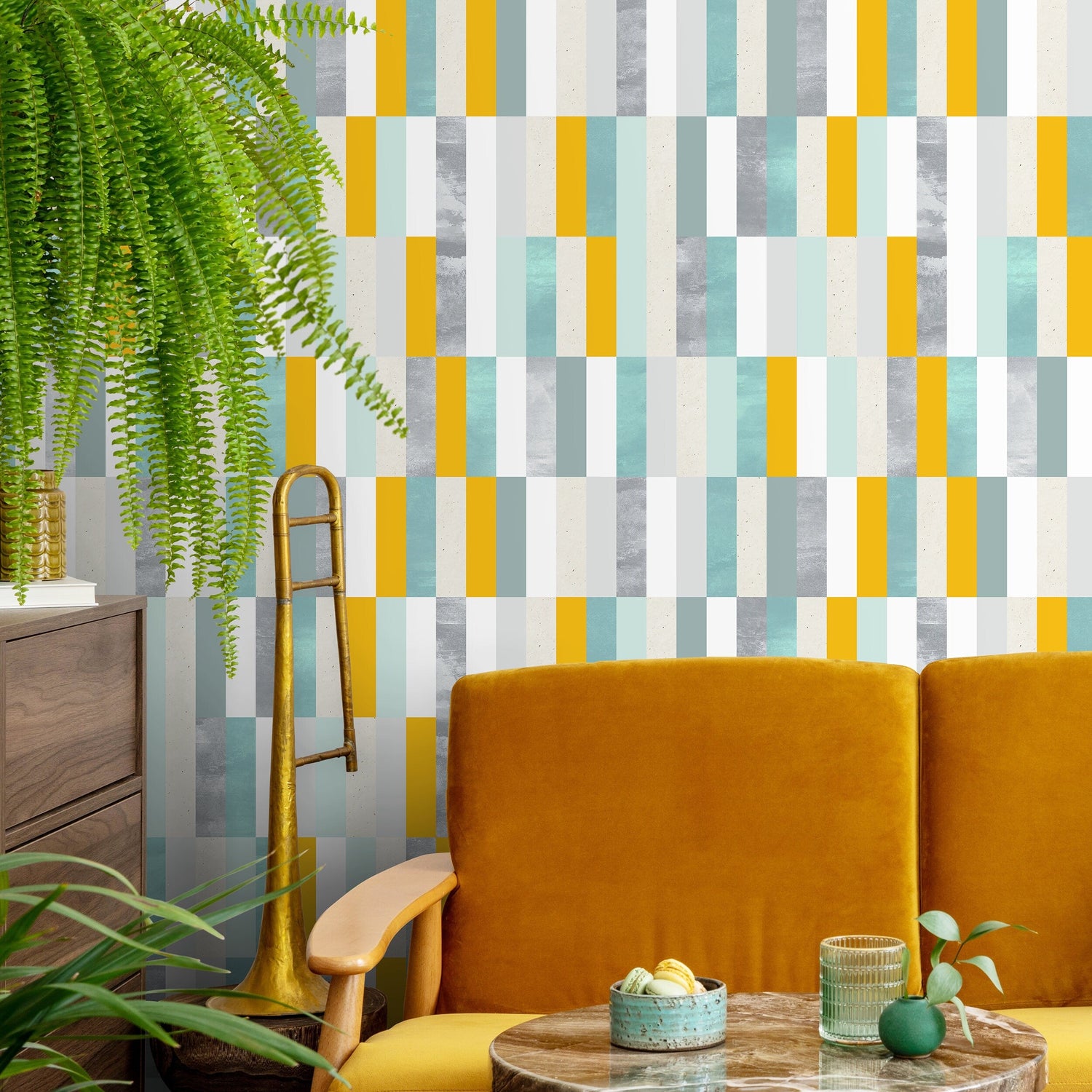Mosaic Wallpaper, Tile Wallpaper, Removable Wallpaper, Wallpaper, Removable, Peel and Stick Wallpaper - A177