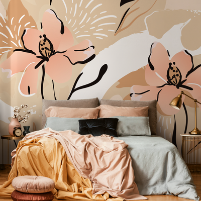 Large Flower Print Wallpaper