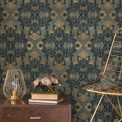 Gold Damask Peel And Stick Wallpaper