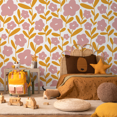 Papier peint rose et jaune