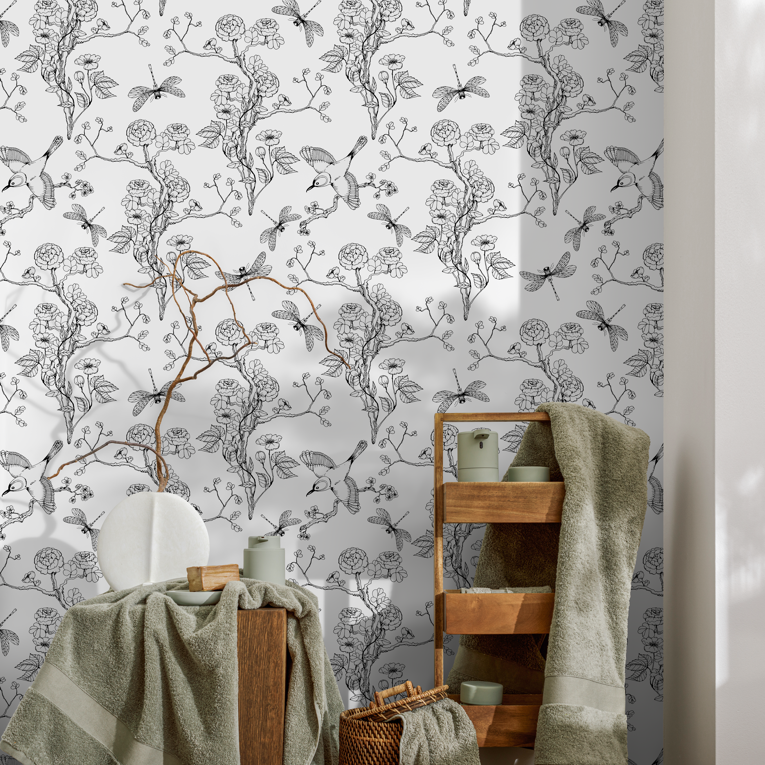 Floral Wallpaper For Bathroom