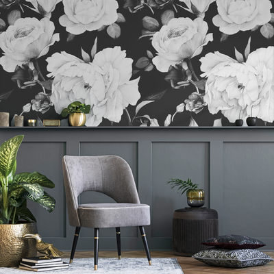White And Black Floral Wallpaper