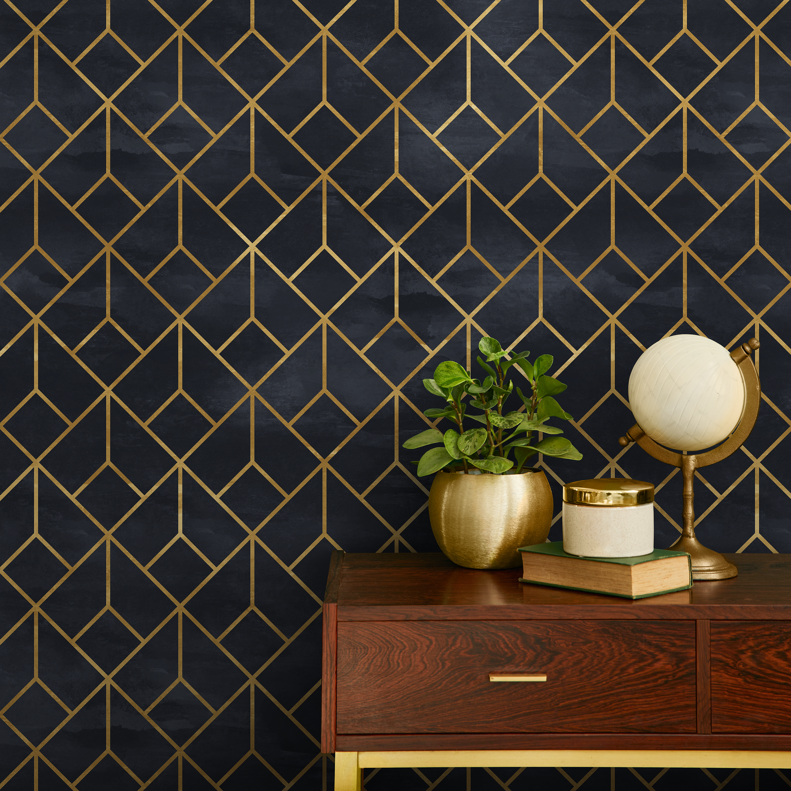 Black Gold Geometric Wallpaper