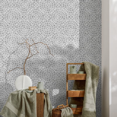 Gray Wallpaper Bathroom