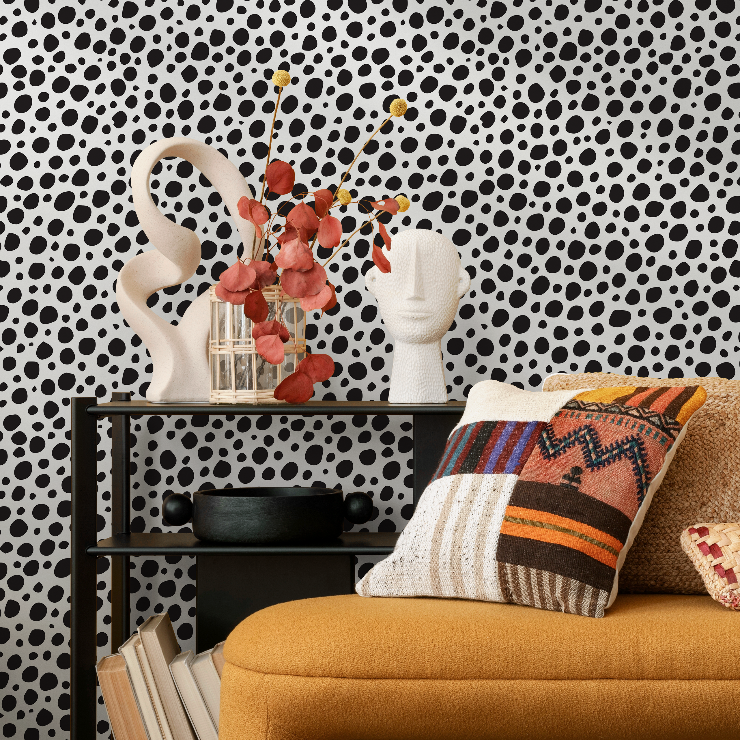 Black Dot Peel And Stick Wallpaper