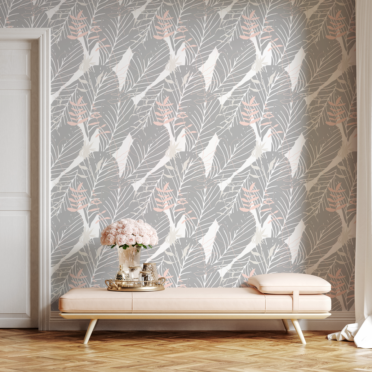 Pink And Grey Peel And Stick Wallpaper