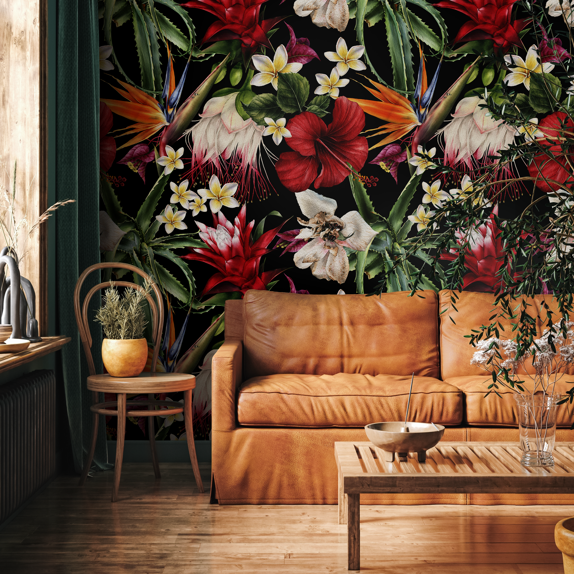 Tropical Floral Wallpaper
