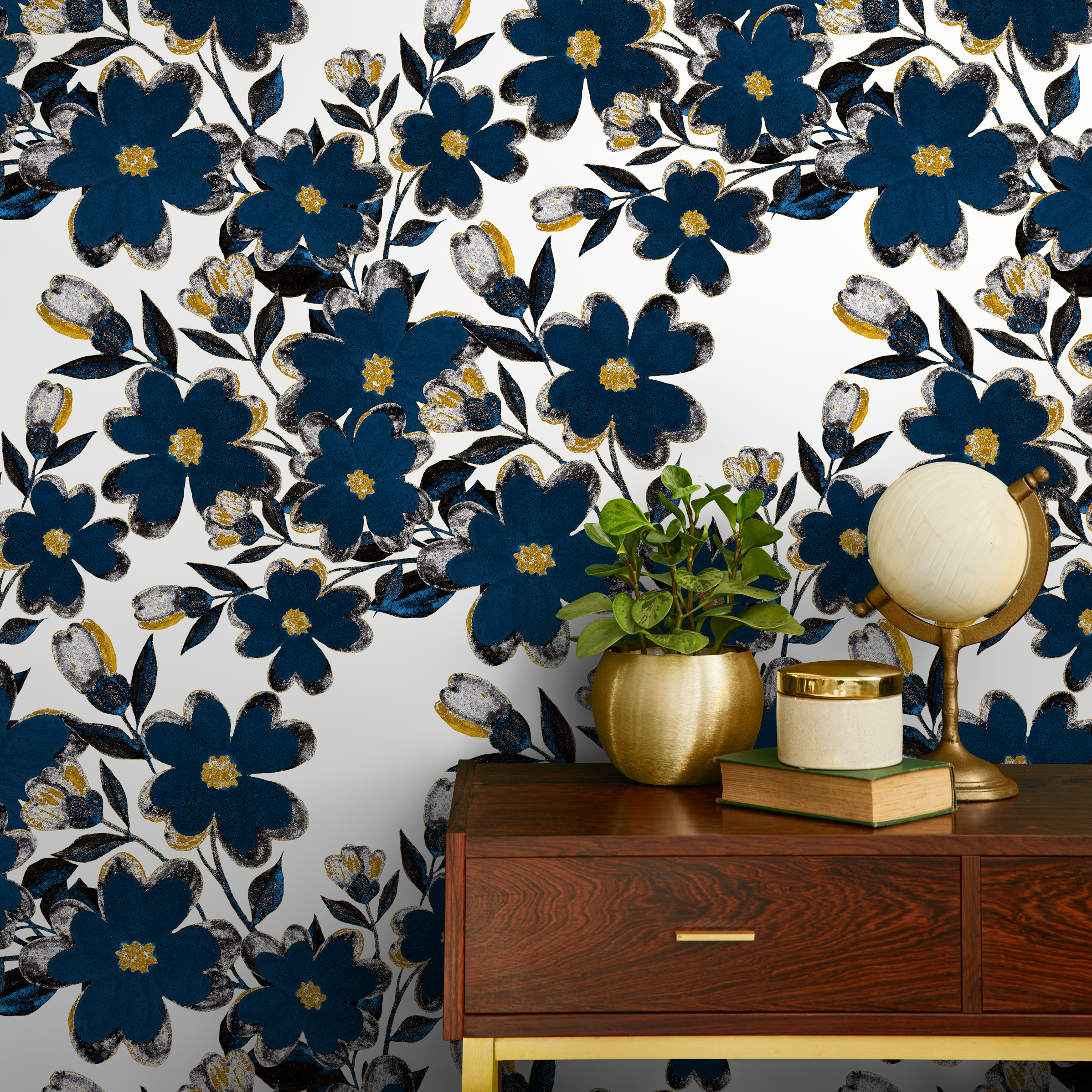 Navy and Gold Wallpaper