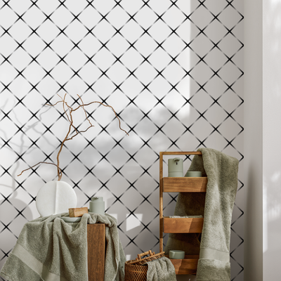 Black And White Wallpaper Bathroom