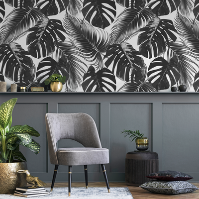 Black And White Tropical Wallpaper