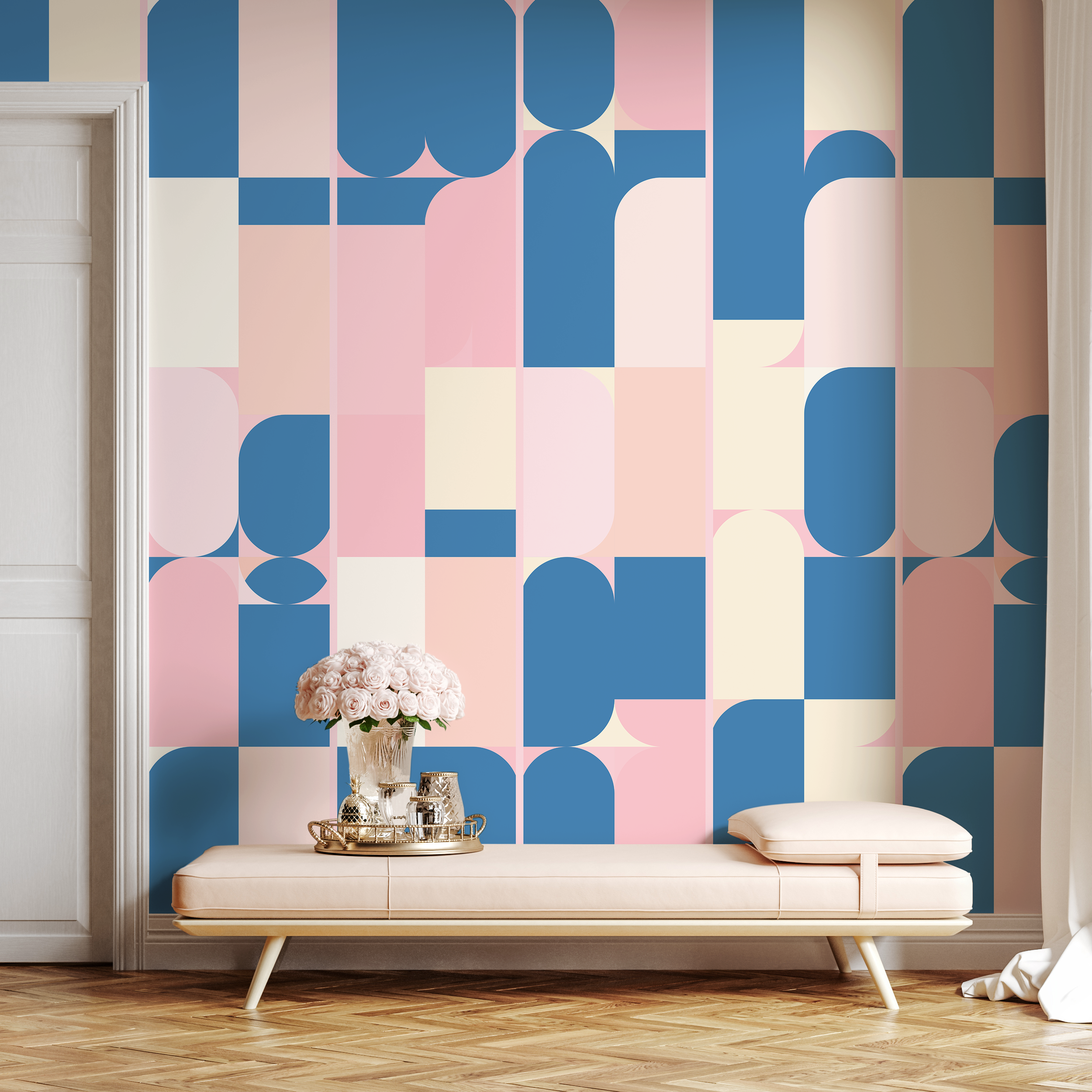 Pastel Blue Retro Wallpaper