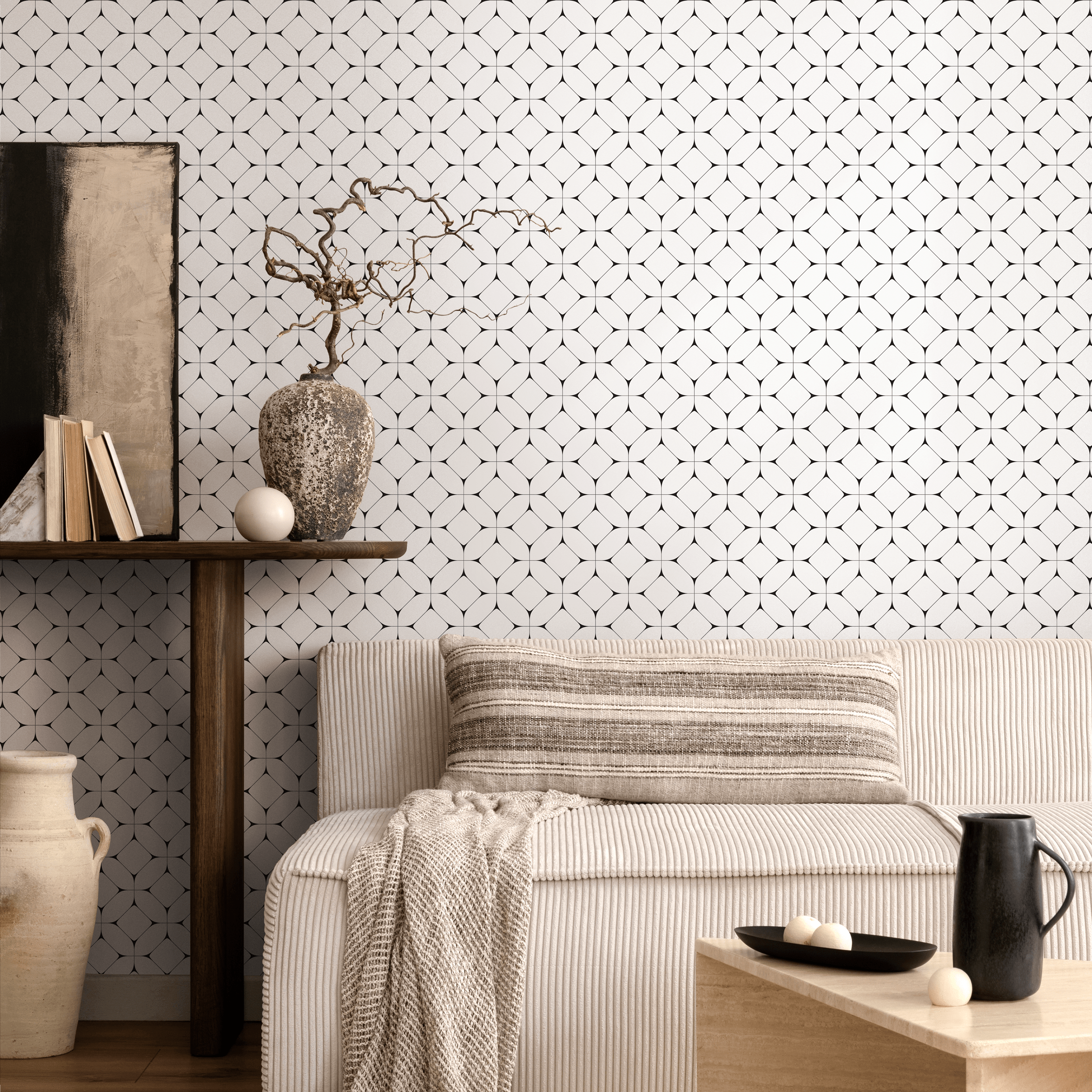 White Geometric Wallpaper