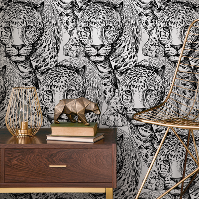 Leopard Wallpaper White