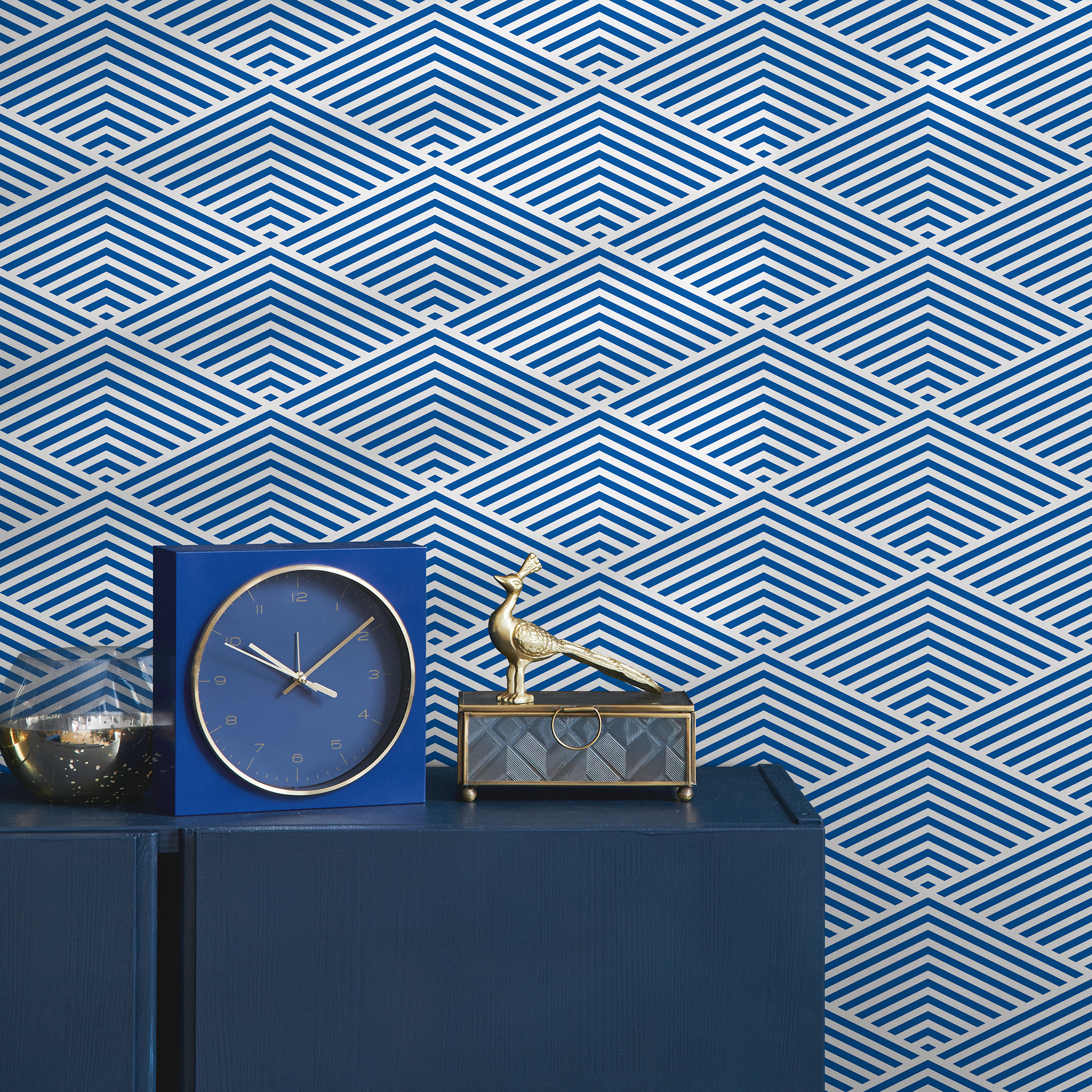 Blue Chevron Peel And Stick Wallpaper