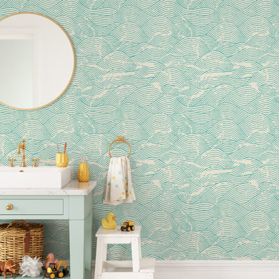 Teal Bathroom Wallpaper