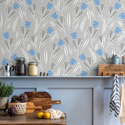 Blue And Gray Peel And Stick Wallpaper