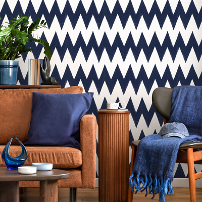 Blue Chevron Peel And Stick Wallpaper